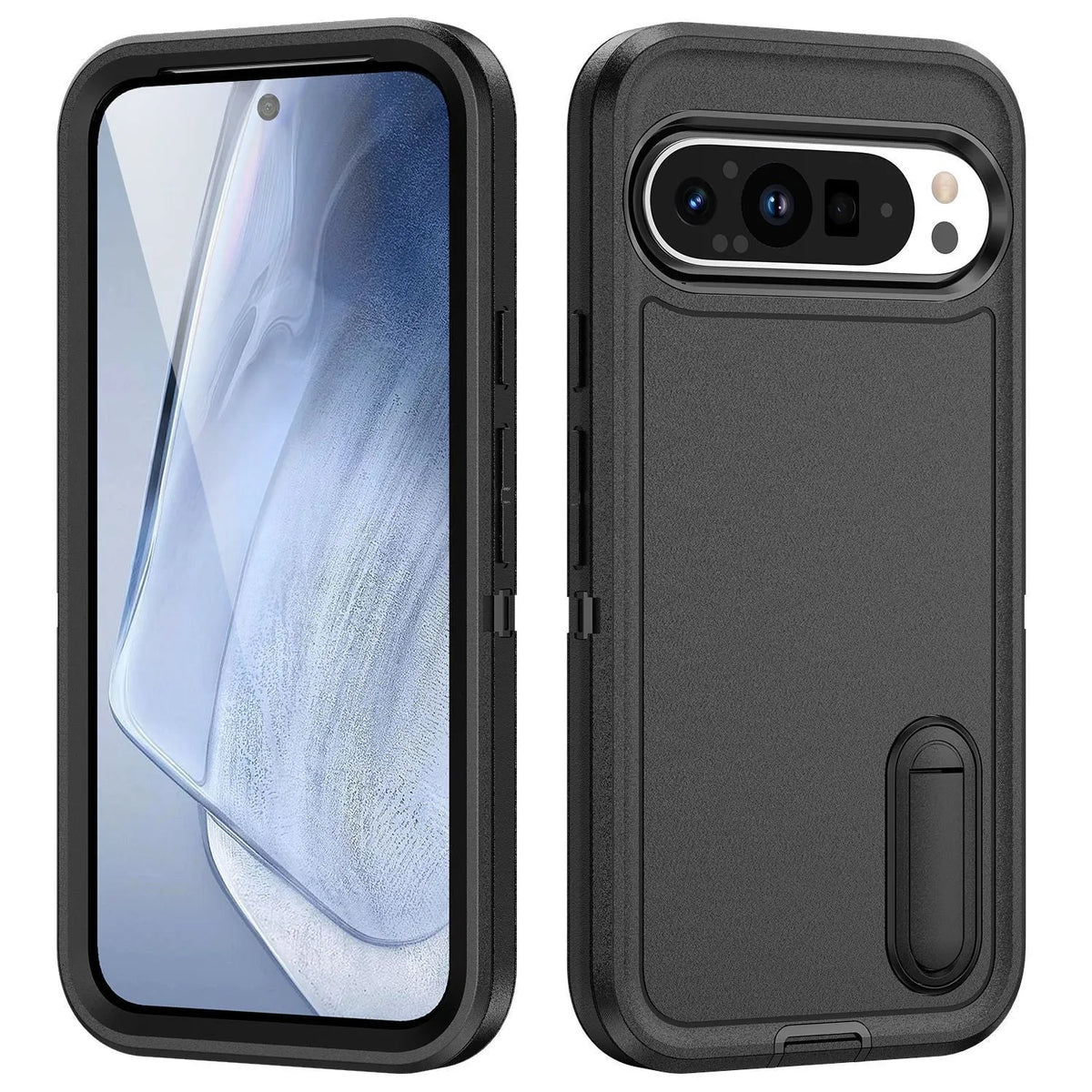 Wei Sanfang protective phone case with bracket for Google Pixel9 in black and orange finish