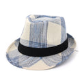 A casual blue bell-crown sun hat with a 4.5cm brim, made from polyester fabric.