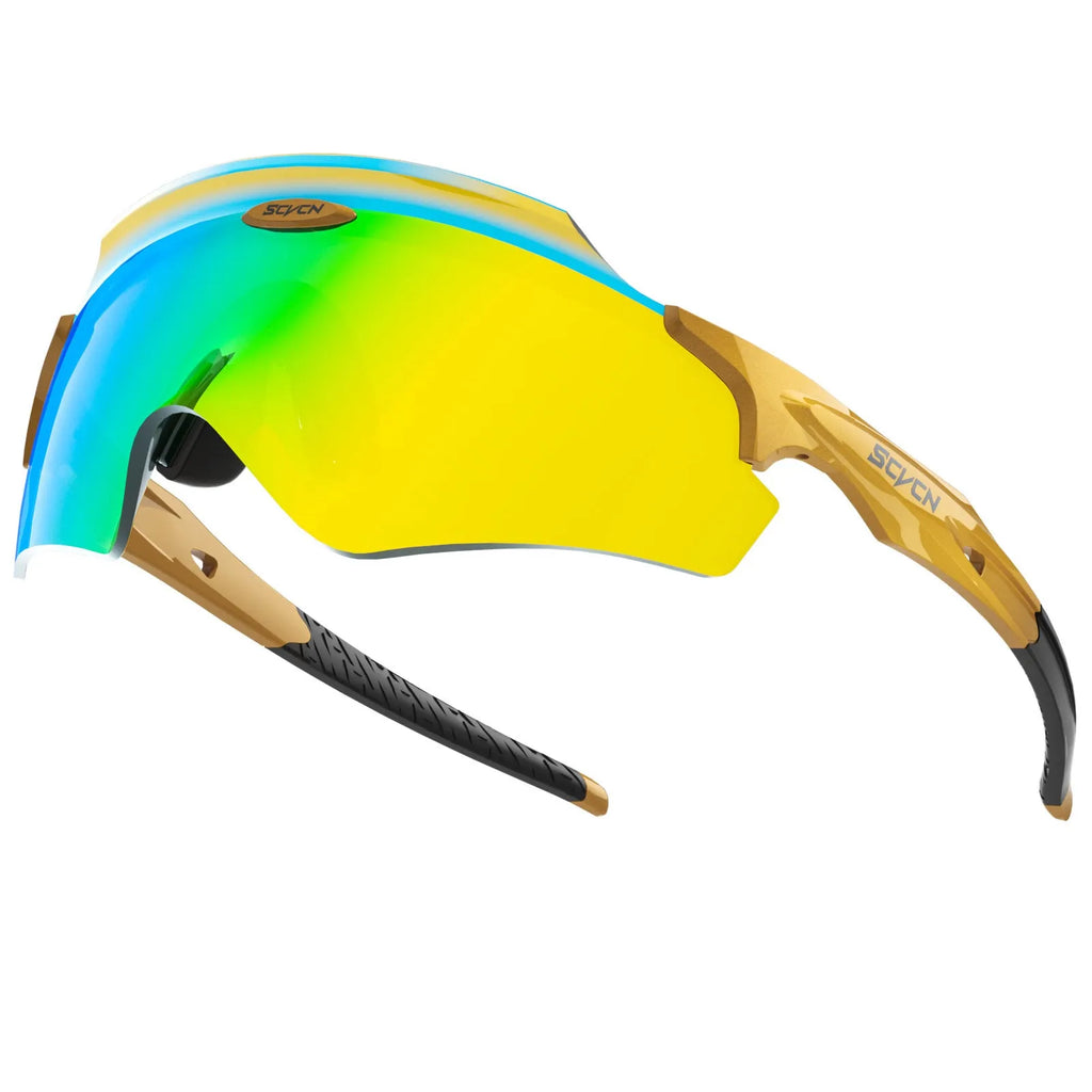 Frameless athletic glasses with colourful integrated lens for windproof sports protection
