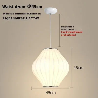 Fabric chandelier lantern lamp with iron frame, LED light source, available in multiple sizes from 30cm to 80cm