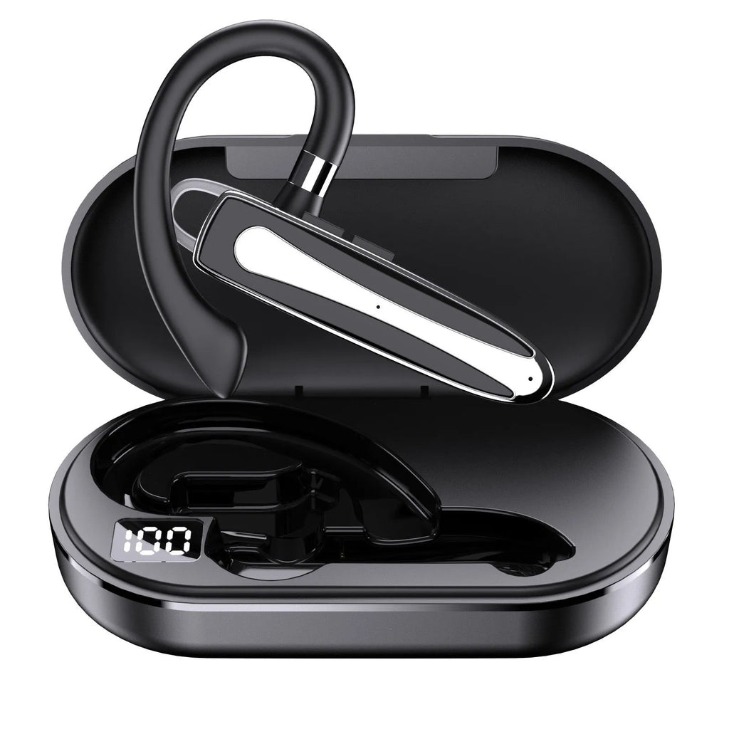 Ear-mounted single-ear Bluetooth headset with call noise reduction, 15-metre range and 8-hour battery life