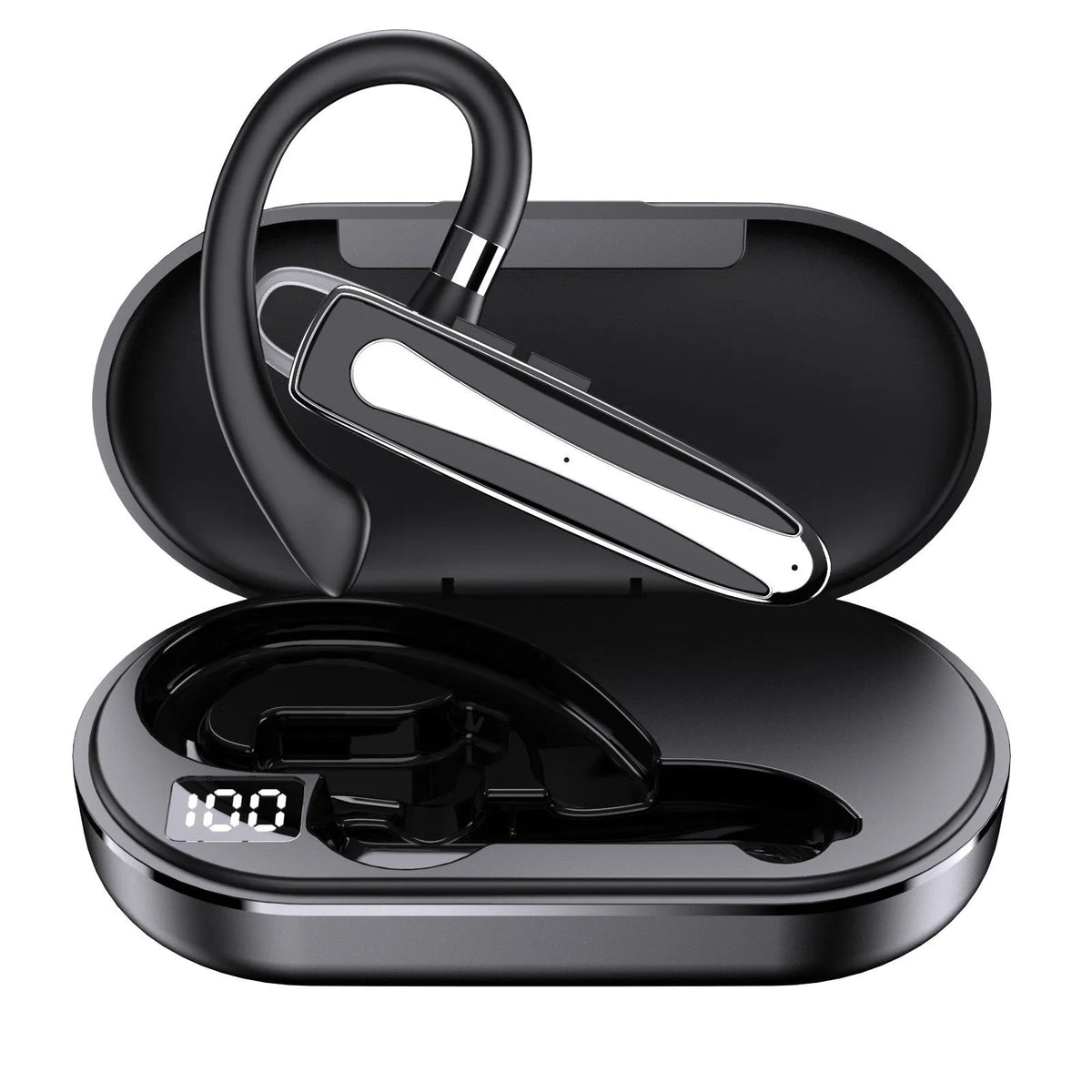Ear-mounted single-ear Bluetooth headset with call noise reduction, 15-metre range and 8-hour battery life