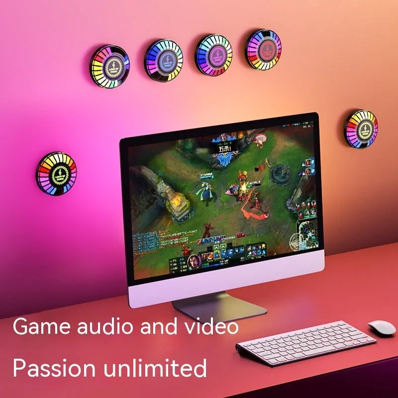 Black desktop magnetic RGB ambience light showing 60x60x20cm dimensions