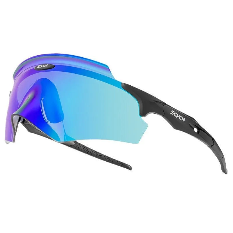 Frameless athletic glasses with colourful integrated lens for windproof sports protection