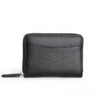 Genuine leather zipper coin purse in solid colour with anti-theft feature and sewing line detail.