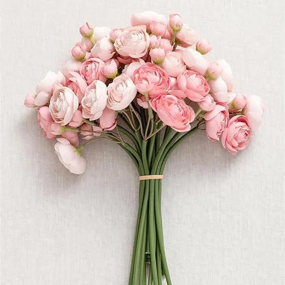24-head silk tea rose camellia artificial flower plug in pink, 35cm tall, for wedding decoration