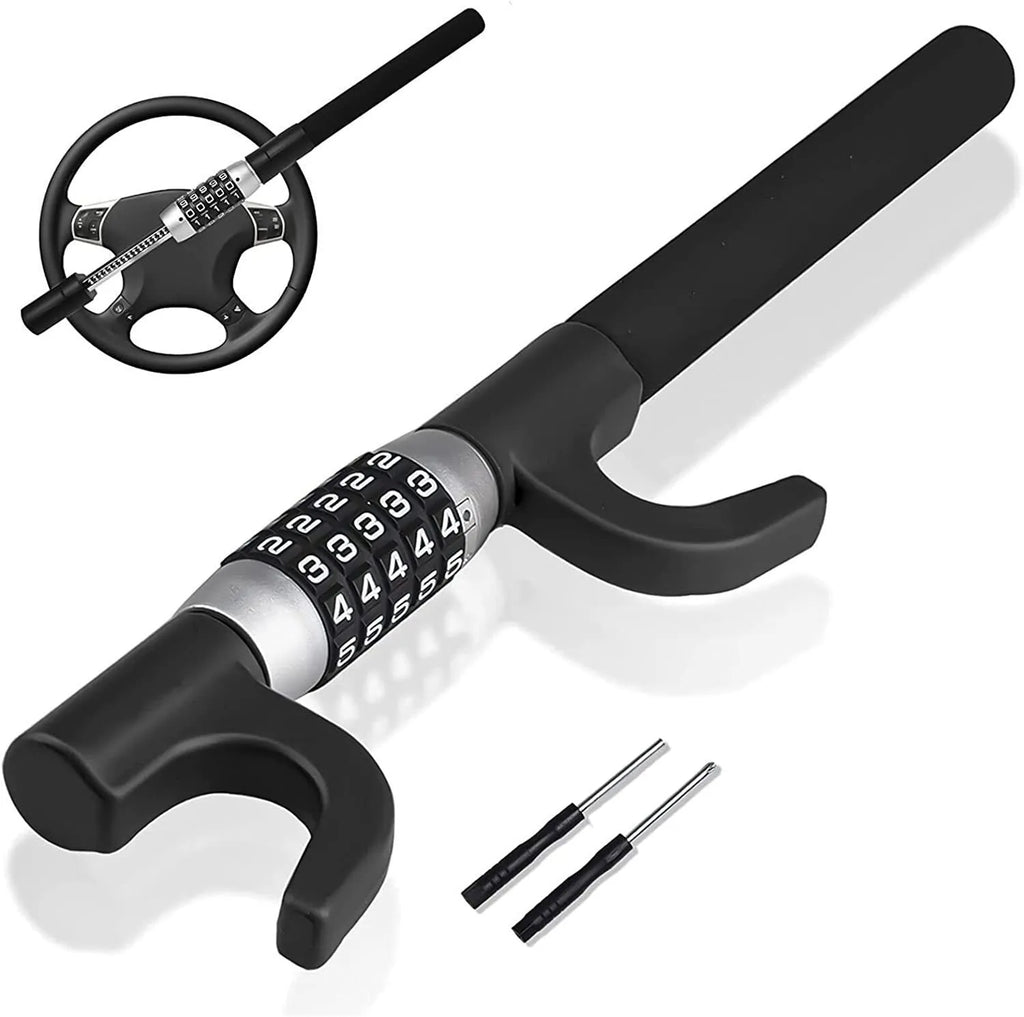 Alloy steel car steering wheel U-lock with password combination mechanism in black, blue, and red colour options