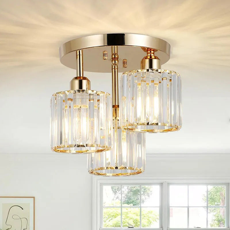 Black crystal ceiling light, modern flush ceiling lamp for corridor and entrance, E27 E26 220V