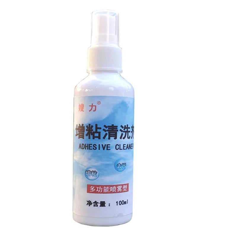 Table tennis racket cleaner kit with sponge mop and 100ml rubber cleaning agent on a court