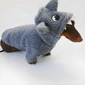 Winter fleece-lined grey hooded shark sweater for small dog or cat