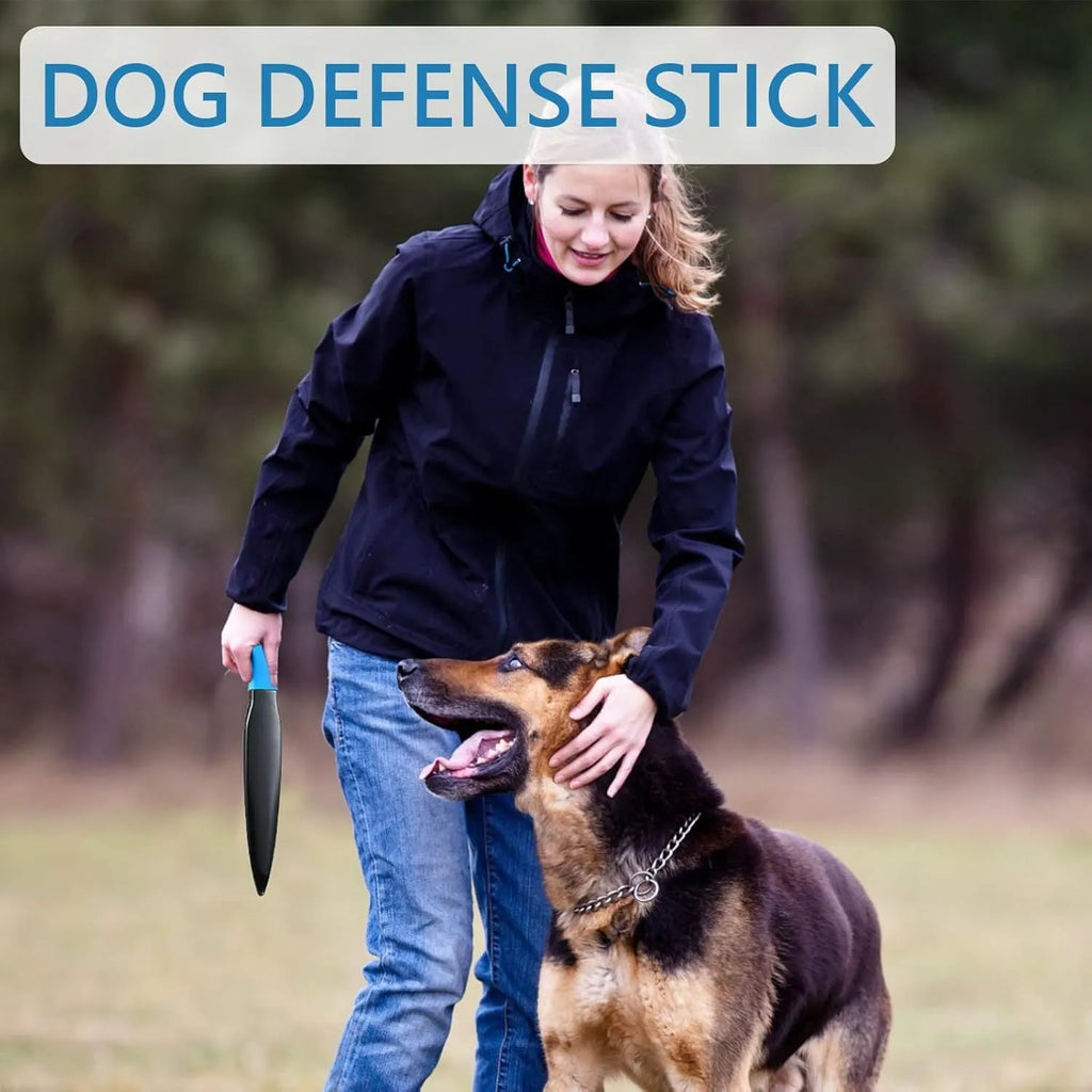 Blue-handled nylon dog break stick measuring 35 cm, shown with colour variants.