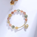Women's colourful hair crystal shell bracelet with red sealant flower detailing and electroplated finish