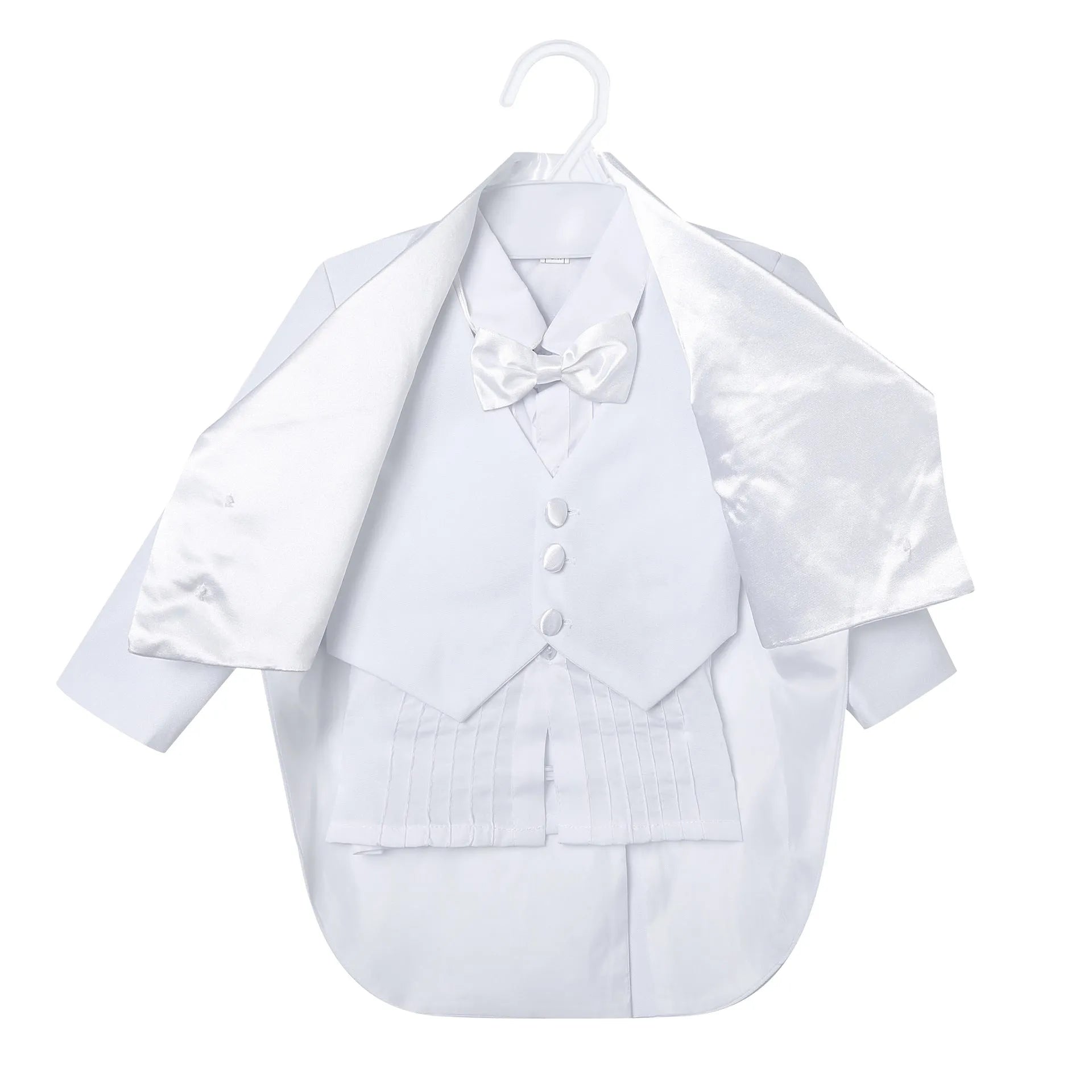 Boys spring summer dress suit set with shirt and pants in white solid colour viscose fabric