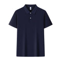 Men's light business polo shirt with a lapel collar in matcha green, showing asymmetric detail.