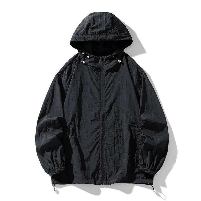 Outdoor sports coat jacket in nylon blend fabric available in multiple colours including beige, black, gray, navy blue, pink, purple, and wine red