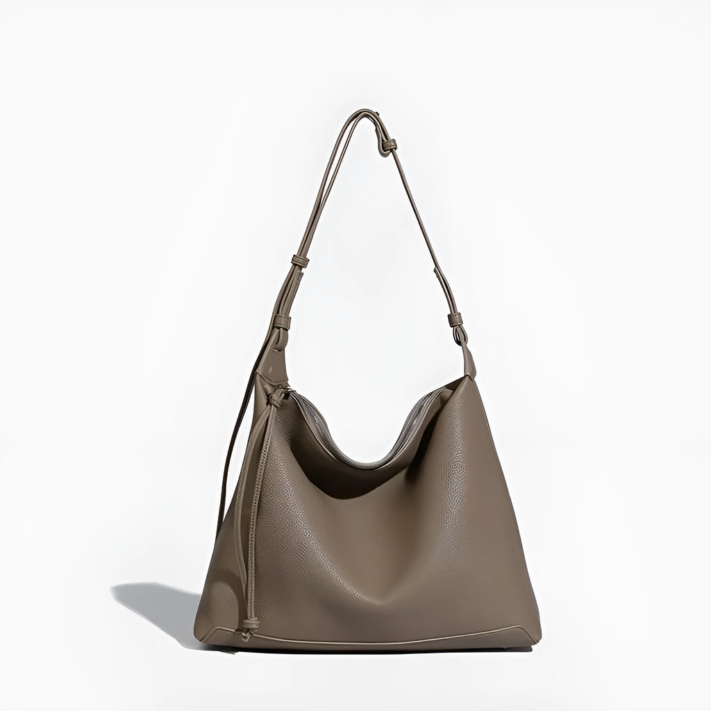 Large capacity caramel coloured underarm shoulder messenger bag made from soft PU material