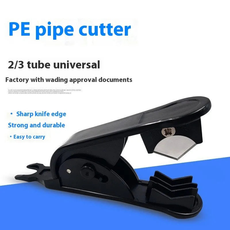 Black household portable water purifier tube cutter with stainless steel knife body