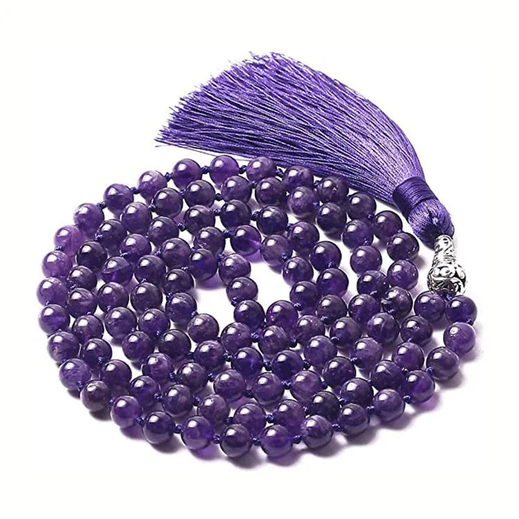 Geometric agate tassel necklace with colourful stone beads on adjustable 95-100cm chain