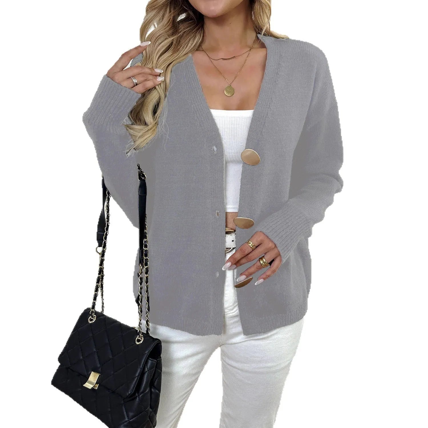 Deer plush women's sweater coat in street hipster style with princess sleeves