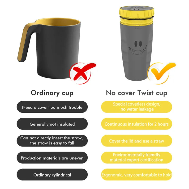 Twist cup travel tumbler with cartoon pattern and silicone seal membrane