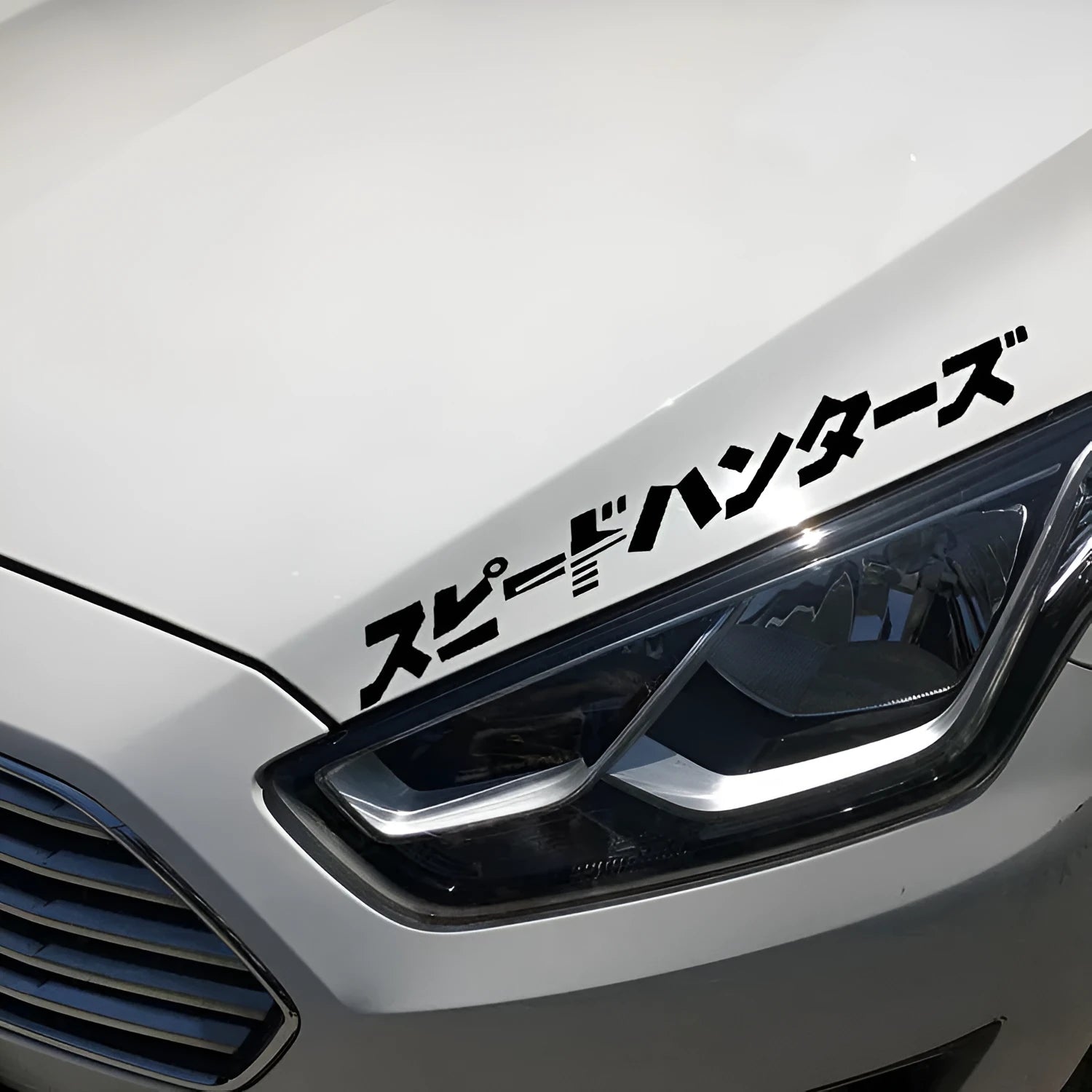35x35cm reflective Japanese car sticker in black and white PET vinyl for vehicle application