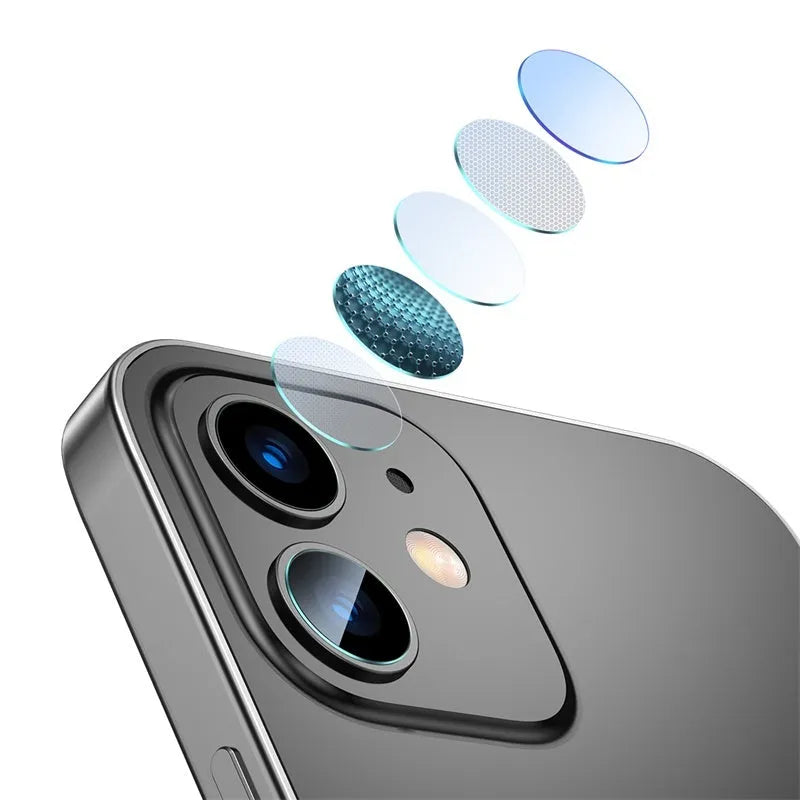Composite Material Mirror Lens Protective Film for iPhone 12 Mini 5.4 Inch and iPhone 12 6.1 Inch with Scratch Resistant and Anti Fingerprint Properties 0.25mm Transparent Rear Film 2 Pack