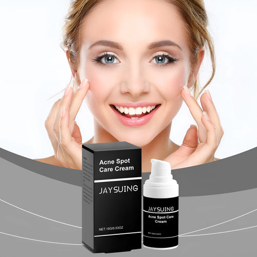 15g tube of acne cream with plant-based ingredients including mint leaf and tea tree oil