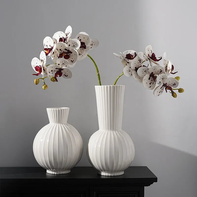 American country striped ceramic vase in ball shape with six design options including orchid arrangements