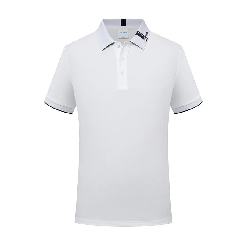 Breathable cotton blend short sleeve lapel polo shirt in light purple with fashion letter print
