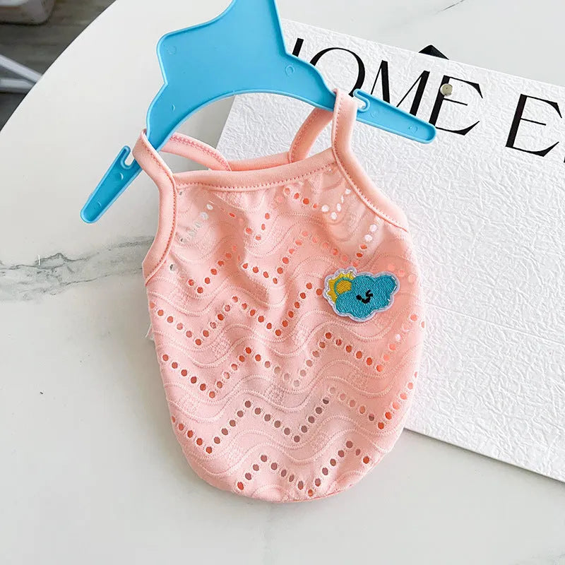 Cool mesh pet vest for dogs with adjustable strap closure in multiple colour options