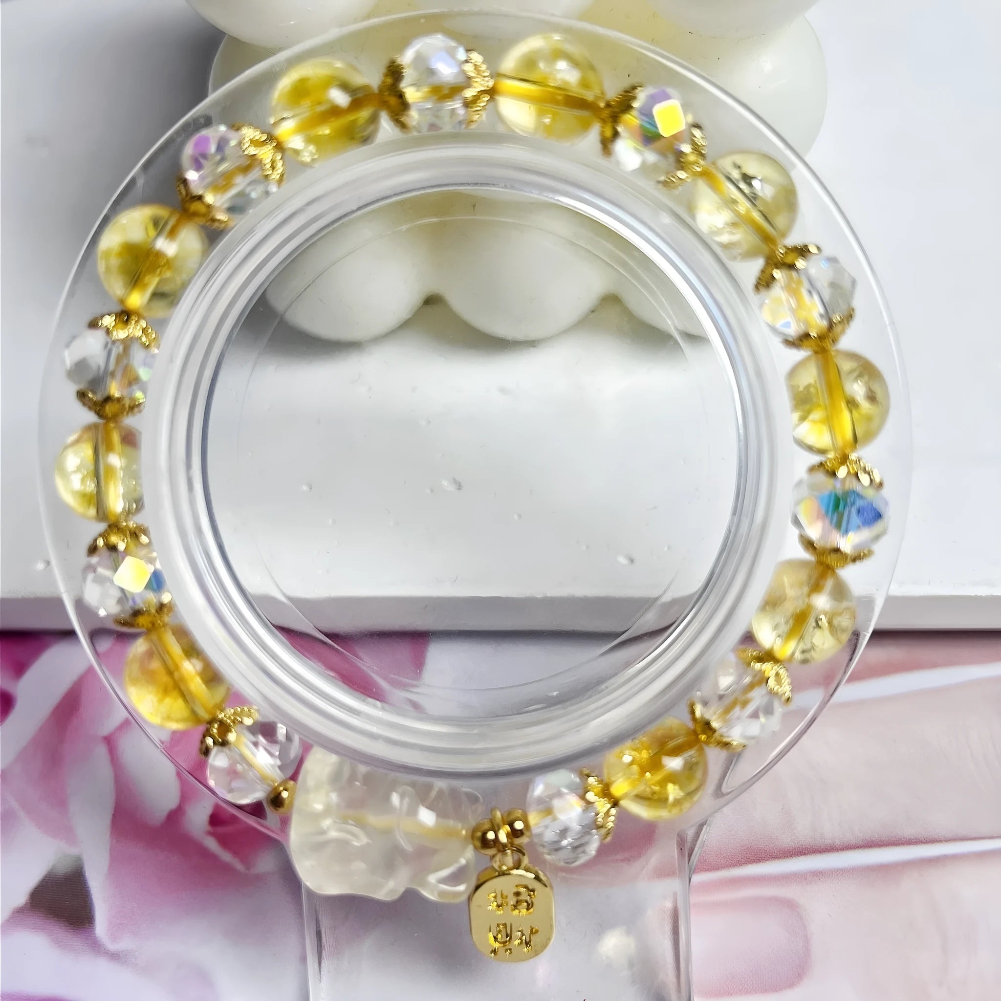 Handmade women's bracelet with citrine crystal stones in nine-tail fox design