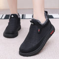 Women's black casual flat ankle boots with a synthetic leather upper and rubber sole.