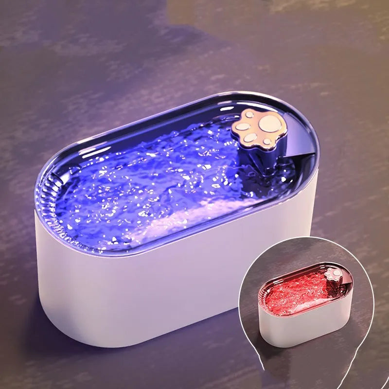 Berlin blue 3-litre automatic pet water fountain for cats and dogs with LED light on base