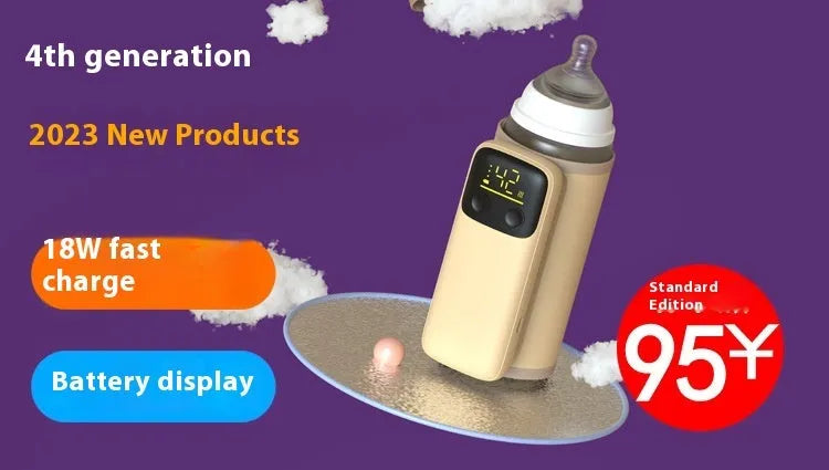 Baby bottle insulation cover with heating function and 8000mAh fast charging battery