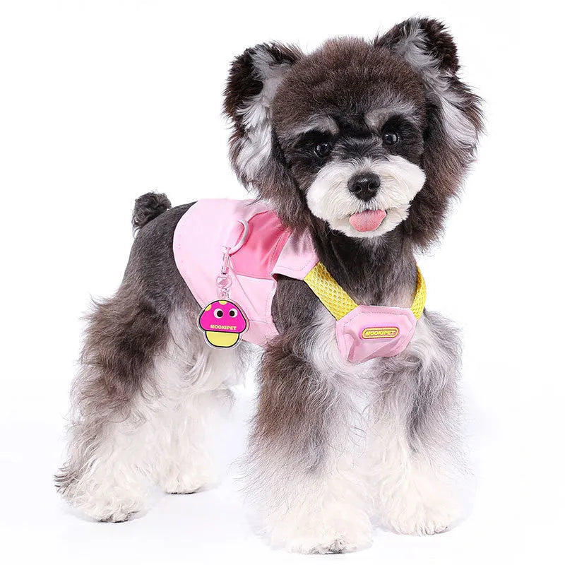 Pink polyester dog vest for Bichon, Teddy and Schnauzer breeds in seven sizes