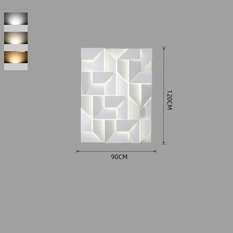 Modern iron wall lamp with rectangular panel in Nordic style, showcasing dimmable lighting.