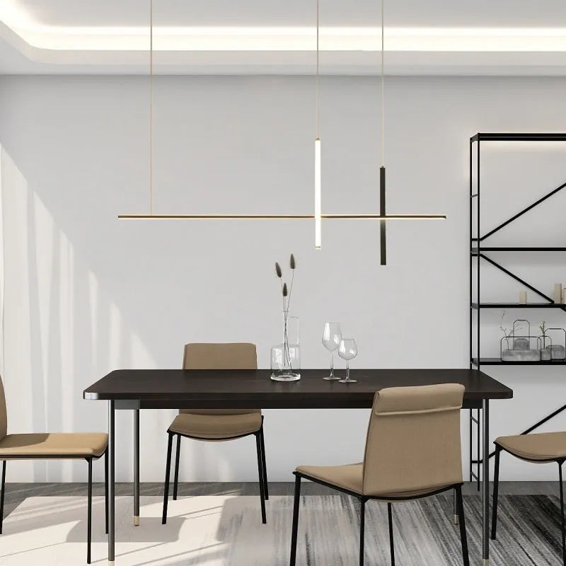 Modern LED chandelier with black or white frame, available in 80cm to 150cm widths, 220V dining room ceiling light.