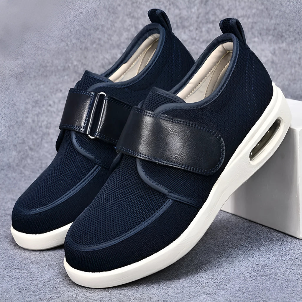 Men's Velcro casual shoes black mesh upper low heel round toe autumn winter footwear