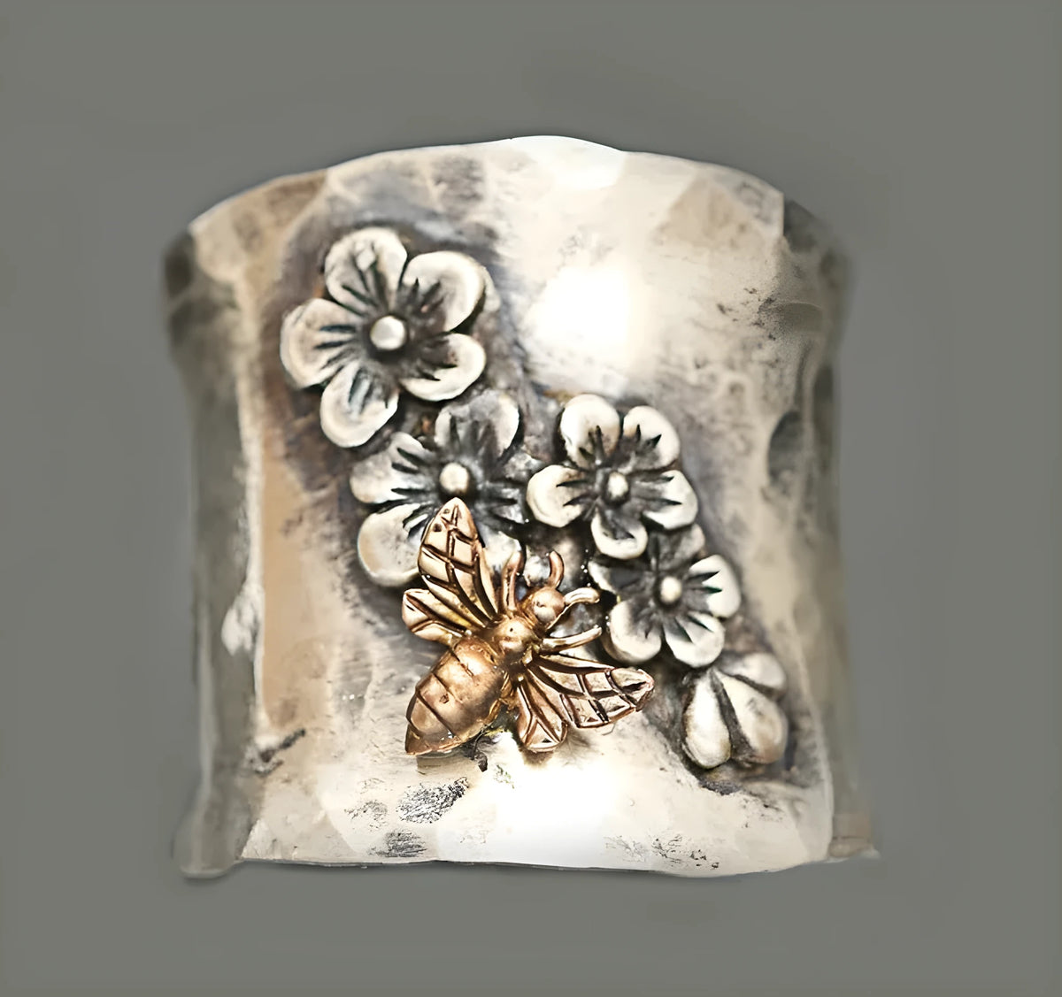Butterfly flower diamond ring in brass, sizes 6-10, style KYRA01489, floral design.