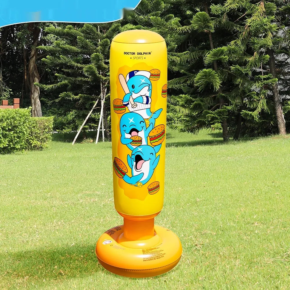 Yellow hamburger inflatable boxing column standing vertically at 120cm tall