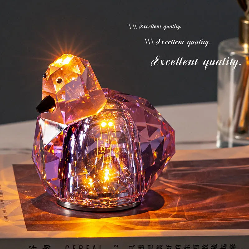 Portable crystal table lamp, 85 x 80mm, built-in battery, third gear dimming, pink purple or transparent