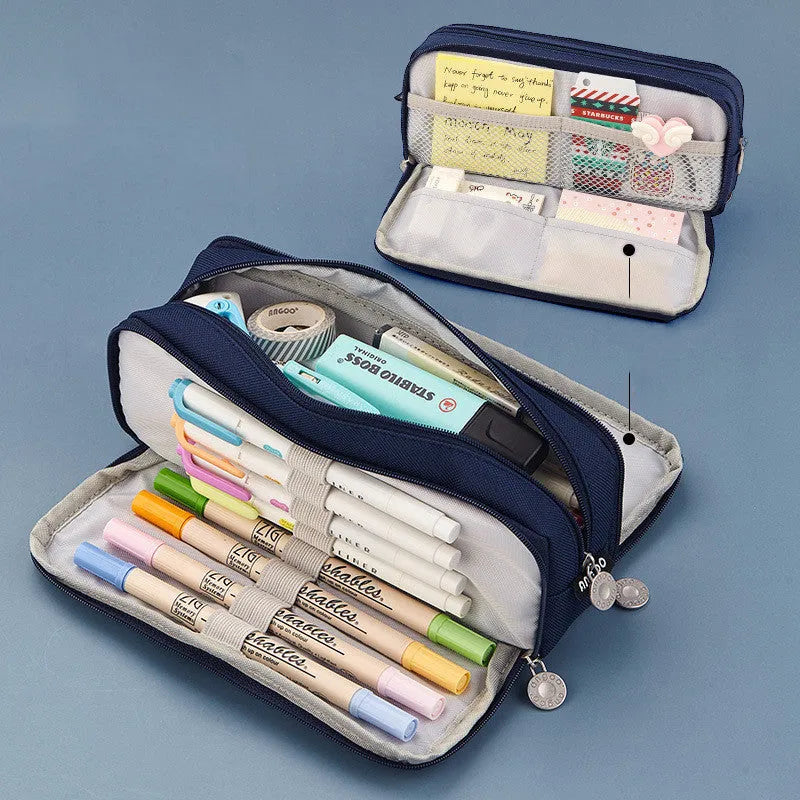 Square Oxford cloth stationery bag for primary school students, 21x9cm, blue colour