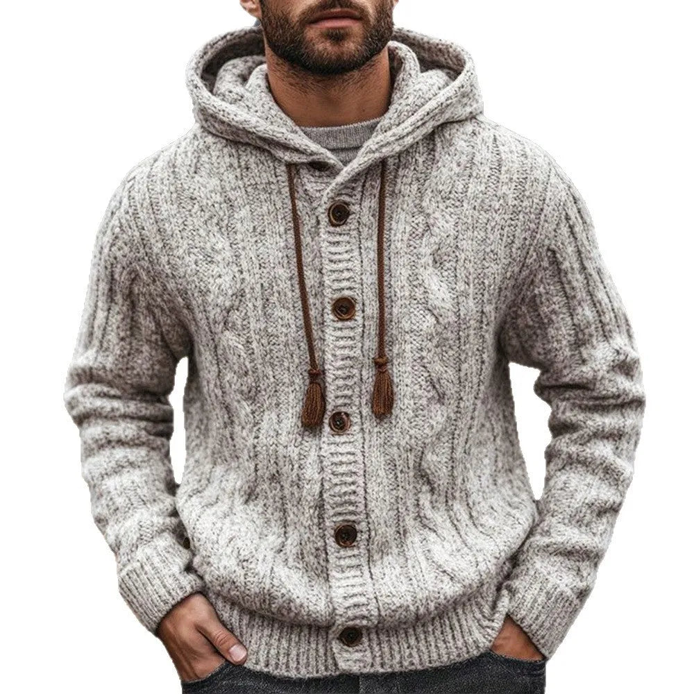 Grey flower velvet cardigan sweater for men, straight fit, sizes M to 3XL, autumn winter street fashion knitwear
