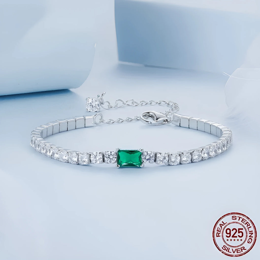 S925 sterling silver classic emerald bracelet for women colour BSB179