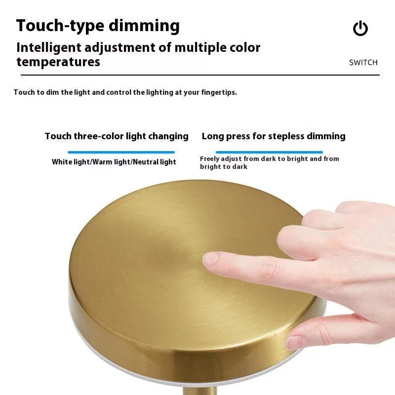 LED rechargeable small night lamp with three colour charging, I-shaped table lamp in five colour options