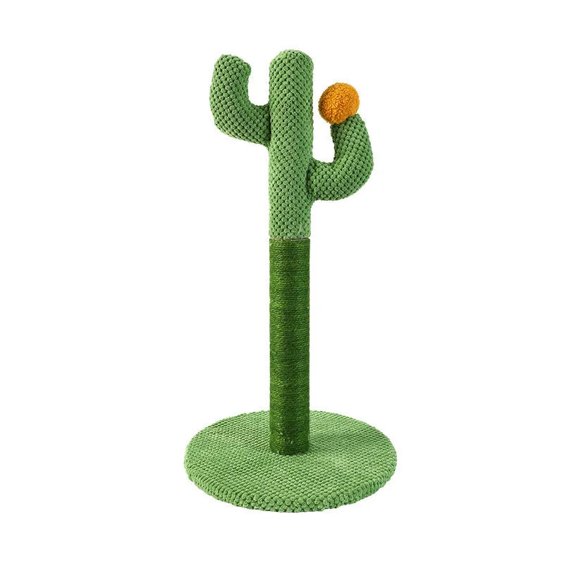 Cactus design cat scratching pole climber and large coconut tree scratch board toy for pets.