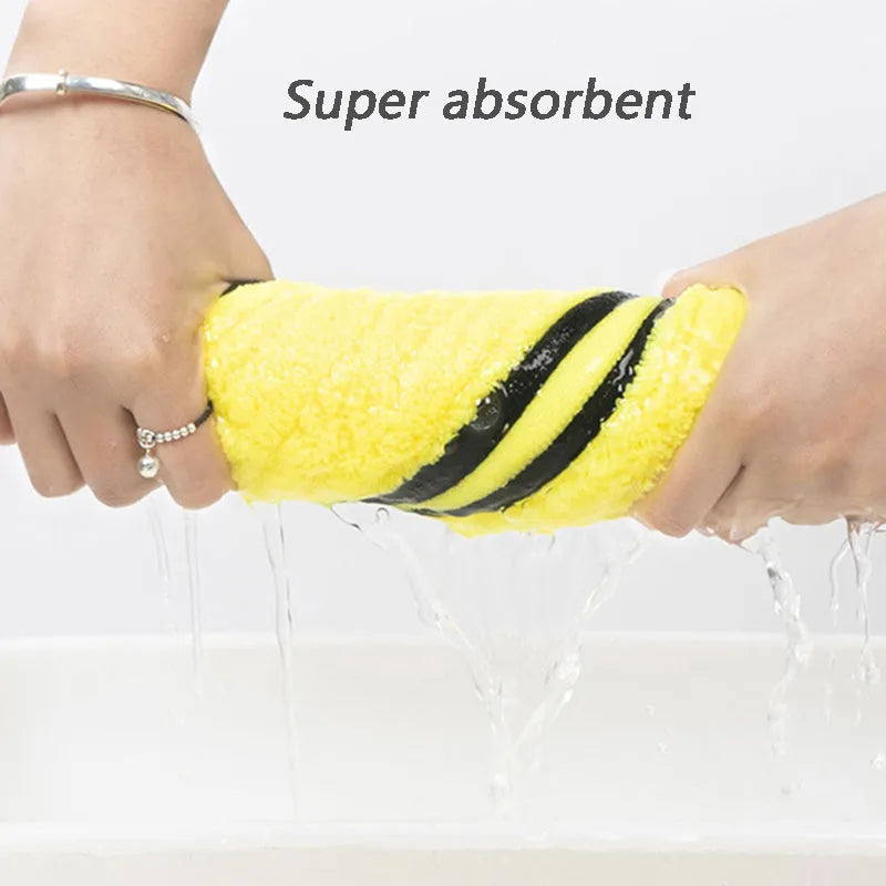 Yellow microfiber pet drying towel with hook, three sizes 30x60cm, 50x100cm, 70x140cm