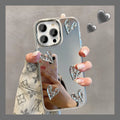 Electroplating pleated heart iPhone case with mirror finish and lanyard option