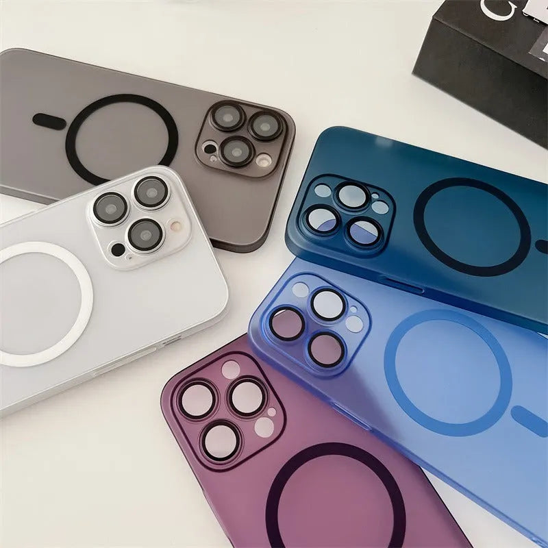 Ultra-thin magnetic frosted iPhone case in Ice Mist colours showing all-round protective design