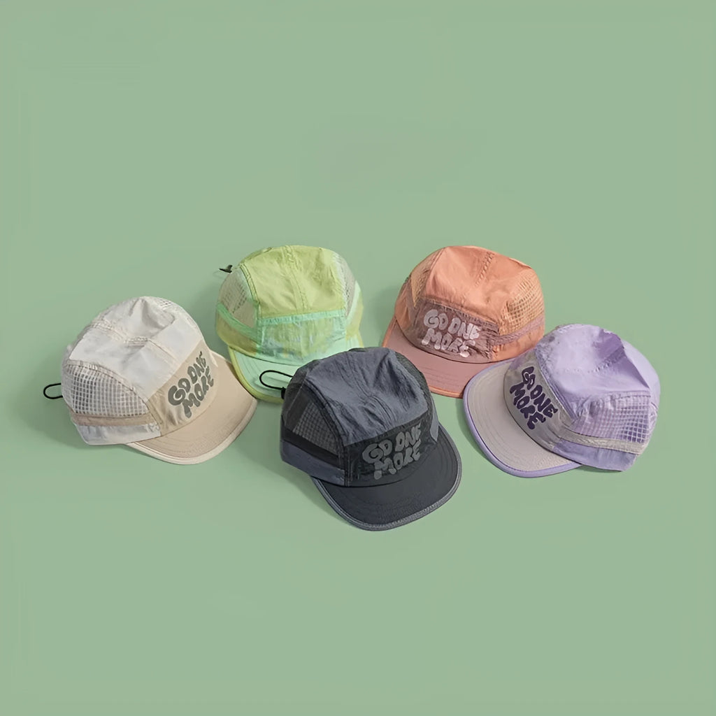 Gradient digital printed quick-drying mesh baseball cap with dome crown and English letters